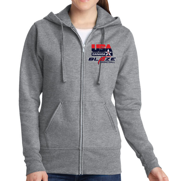 Blaze Basketball-Canada Ladies Core Fleece Full Zip Hooded Sweatshirt Thumbnail